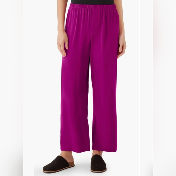 Eileen Fisher Pants - Eileen Fisher Rhapsody Silk Georgette Crepe Straight Ankle Pant XXS $248